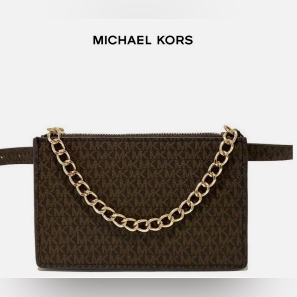 Michael Kors Fanny Pack Logo Signature Belt Bag SIZE L